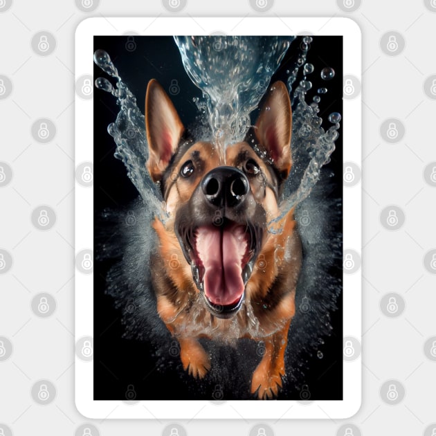 Dog in Water #3 Sticker by MarkColeImaging